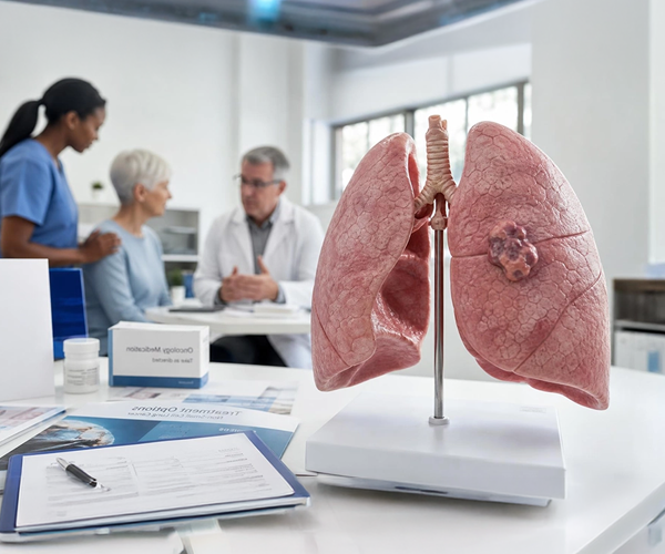 Lung model in an oncology consultation room